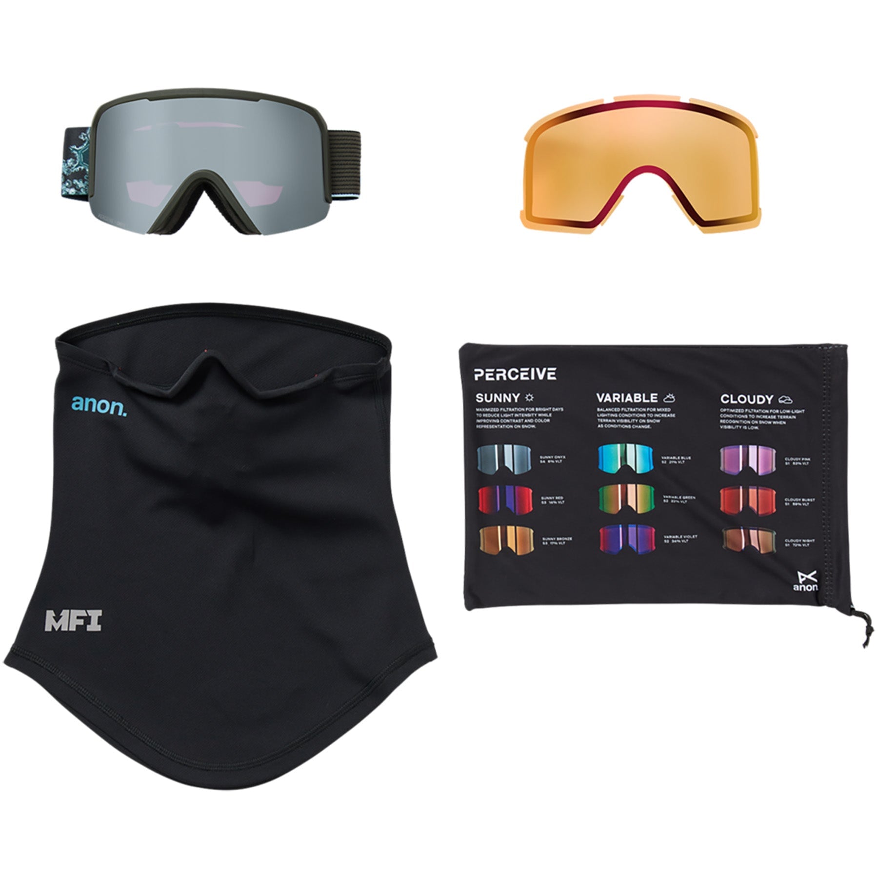 Frame: Snow Flurry, Lens: Perceive Sunny Onyx, Spare Lens: Perceive Cloudy Burst