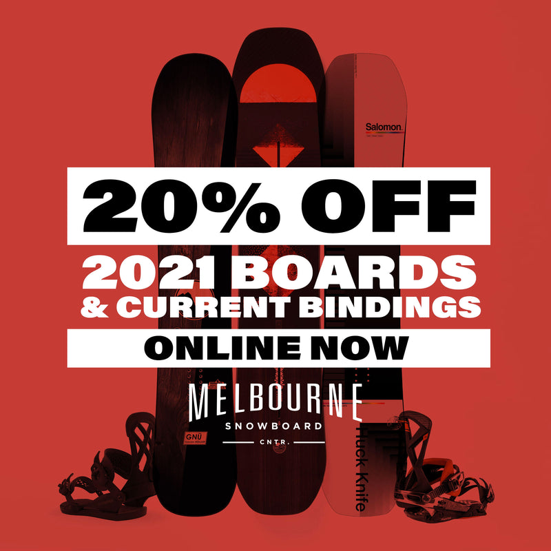 20% OFF 2021 Snowboards and Current Model Bindings!
